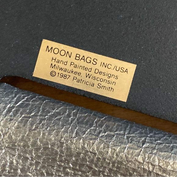 Vintage Moon Bag 1987 Patricia Smith Metallic Hand Painted Changeable Purse 80s - Picture 2 of 14